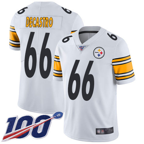 Men Pittsburgh Steelers Football 66 Limited White David DeCastro Road 100th Season Vapor Untouchable Nike NFL Jersey